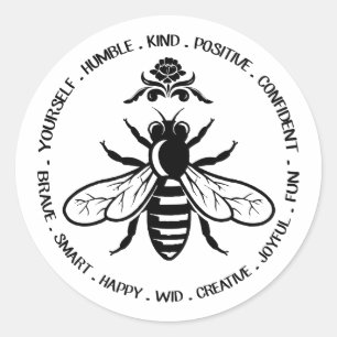 Sticker Rond Soyez Humble Type De Plaisir Positif Heureux Joyeu