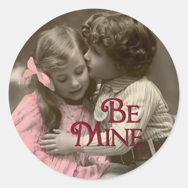 Sticker Rond Soyez le mien Sweet Vintage Valentine (Devant)