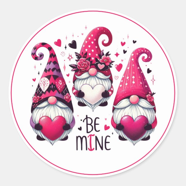 Sticker Rond Soyez le mien Valentine Gnomes (Devant)
