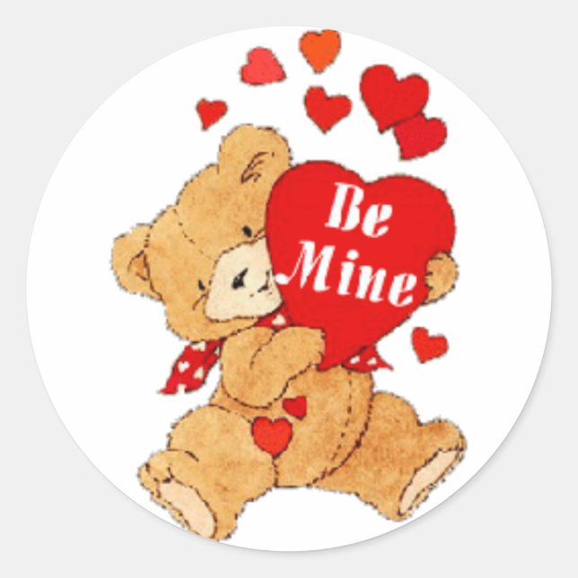 Sticker Rond Soyez le mien Valentine Teddy (Devant)