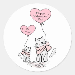 Sticker Rond Soyez les Chats et Ballons Heureuses Saintes-Valen