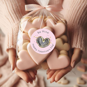 Sticker Rond Soyez mon coeur Heureuse Sainte-Valentin