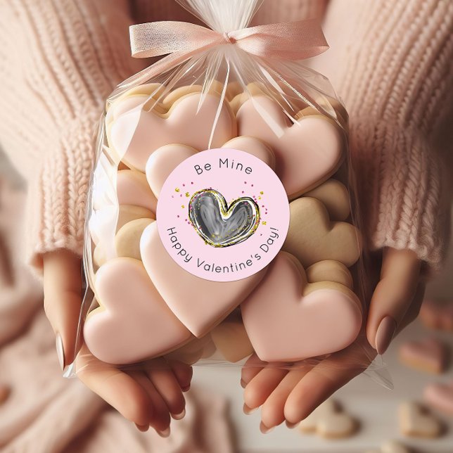 Sticker Rond Soyez mon coeur Heureuse Sainte-Valentin (Créateur téléchargé)
