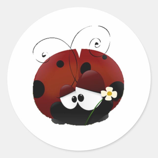 Sticker Rond Soyez mon joli dessin de Valentine Red Ladybug (Devant)