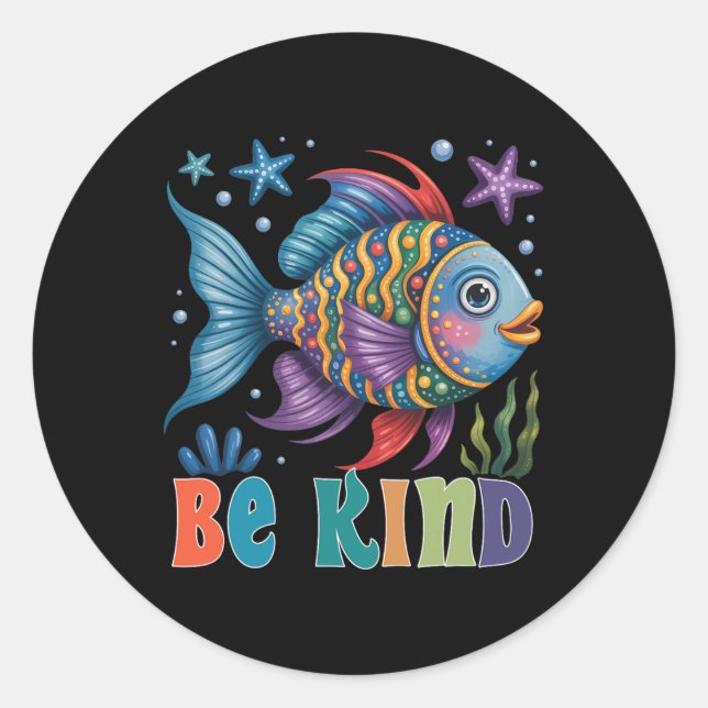 Sticker Rond Soyez Soi Rainbow Scale Fish Teacher Lecture Livre (Devant)