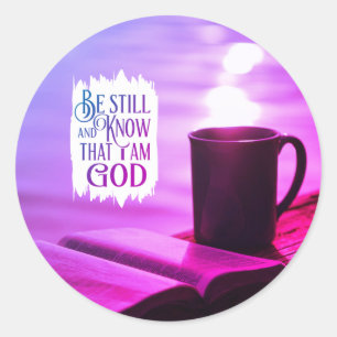 Sticker Rond Soyez toujours et sachez que je suis Dieu Bible