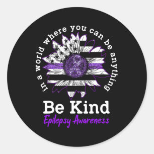 Sticker Rond Soyez Type Ribbon violet Tournesol Kindness Epilep