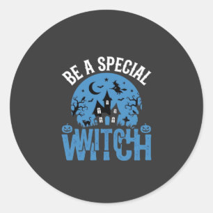 Sticker Rond Soyez un design d'Halloween de sorcière spéciale_1