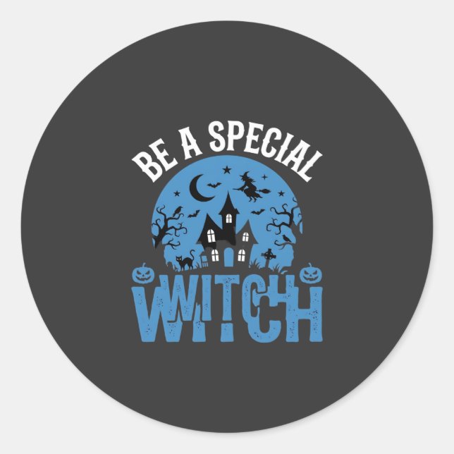 Sticker Rond Soyez un design d'Halloween de sorcière spéciale_1 (Devant)