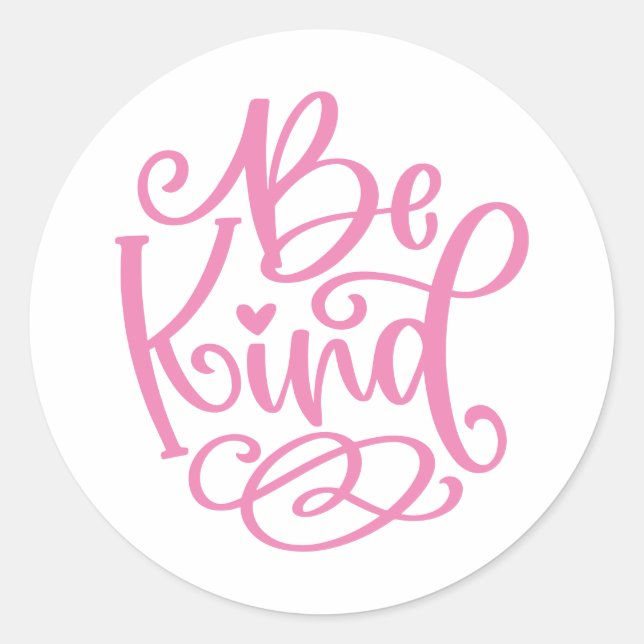 Sticker Rond Soyez un script rose (Devant)