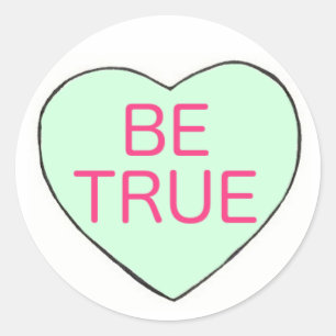 Sticker Rond Soyez Vrai Valentine Mint Green Candy Heart Love