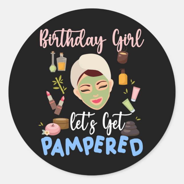Sticker Rond Spa Anniversaire Fournitures Pour Filles Obtenons  (Devant)