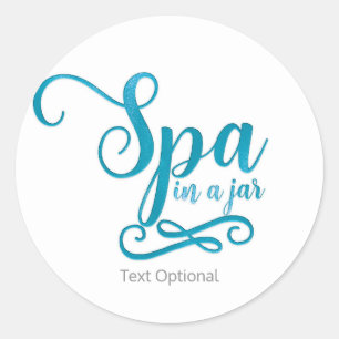 Sticker Rond SPA dans un bocal Turquoise personnalisé Panier ca