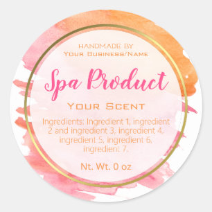 Sticker Rond Spa Et Écran D'Aquarelle Rose Or