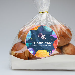 Sticker Rond Space Adventure : Blue Astronaut Anniversaire de e