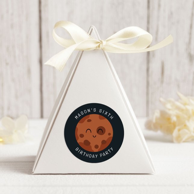 Sticker Rond Space Adventure Playful Kids Birthday Cute Planet (Créateur téléchargé)