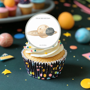 Sticker Rond "Space Adventure Watercolor Premier anniversaire