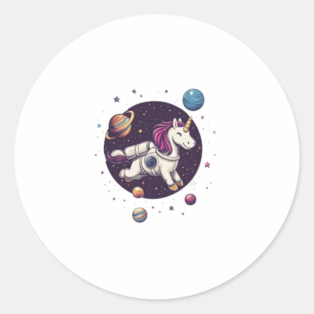 Sticker Rond Space Astronaut Unicorn (1) (Devant)