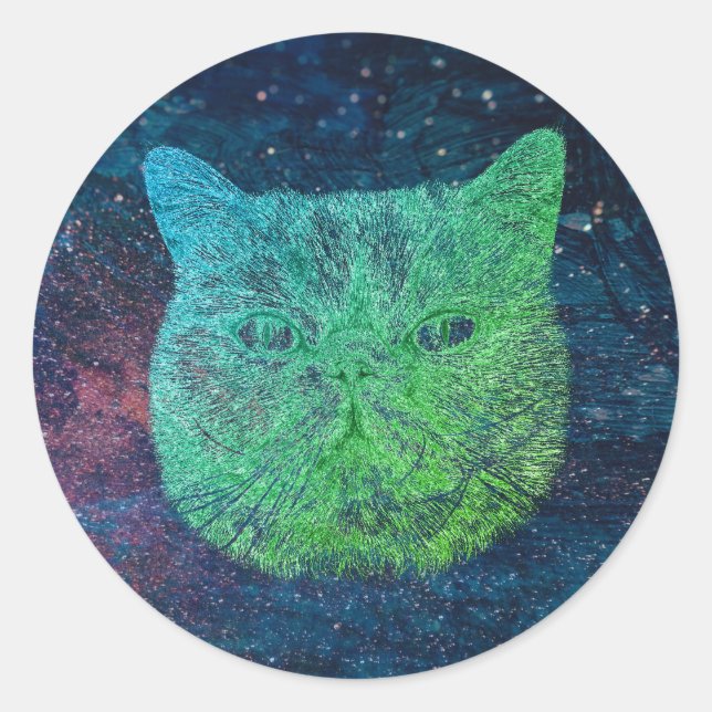 Sticker Rond Space cat (Devant)