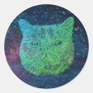 Sticker Rond Space cat