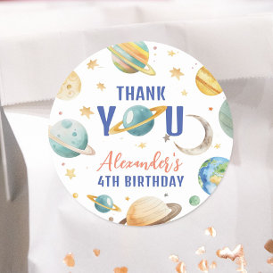 Sticker Rond Space Galaxy Fête d'anniversaire