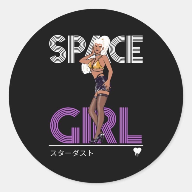 Sticker Rond Space Girl - Fan Stardust - Anime Girl (Devant)