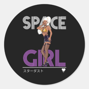Sticker Rond Space Girl - Fan Stardust - Anime Girl