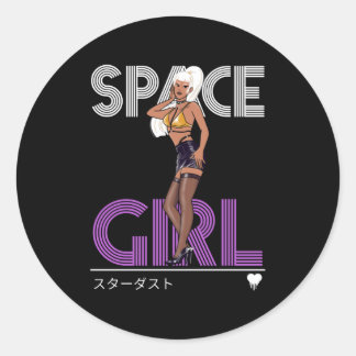 Sticker Rond Space Girl - Fan Stardust - Anime Girl