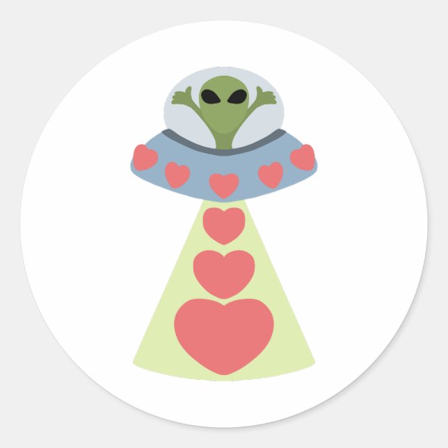Sticker Rond Space Love Alien Valentine (Devant)