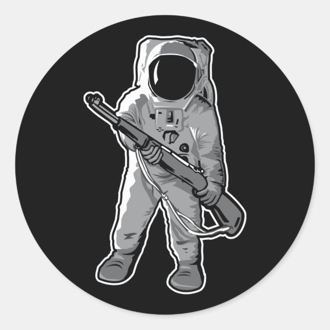 Sticker Rond Space Marine - Astronaut à fusil (Devant)