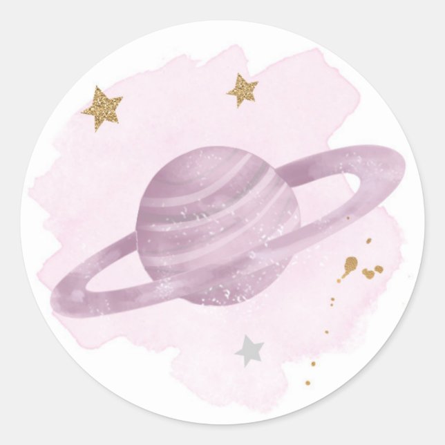 Sticker Rond Space Planètes Galaxy Favoriser Cupcake Cadeau (Devant)