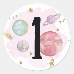 Sticker Rond Space Planètes Galaxy Favoriser Cupcake Cadeau
