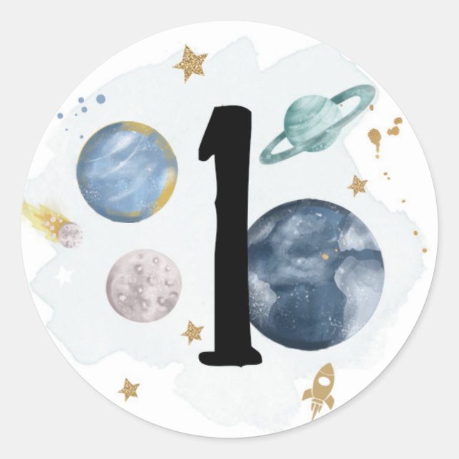 Sticker Rond Space Planètes Galaxy Favoriser Cupcake Cadeau (Devant)