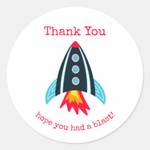 Sticker Rond Space Rocket Merci Anniversaire