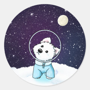 Sticker Rond Space Westie