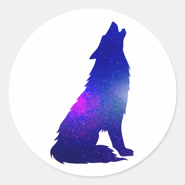 Sticker Rond Space Wolf howling (Devant)