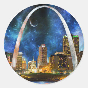 Sticker Rond Spacey St. Louis Skyline