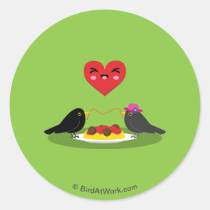 Sticker Rond Spaghetti Meatballs Date romantique