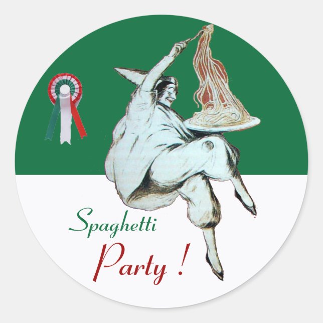 Sticker Rond SPAGHETTI PARTY CUISINE ITALIENNE, RESTAURANT vert (Devant)