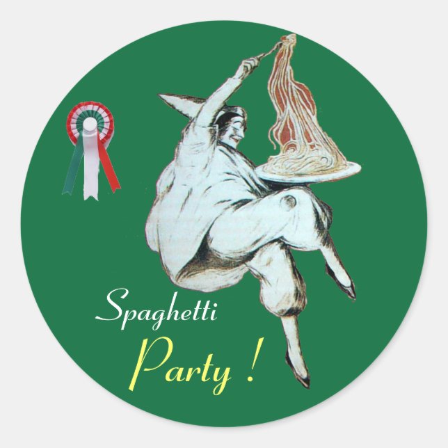 Sticker Rond SPAGHETTI PARTY CUISINE ITALIENNE, RESTAURANT vert (Devant)