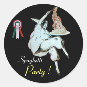 Sticker Rond SPAGHETTI PARTY ITALIAN KITCHEN, RESTAURANT noir