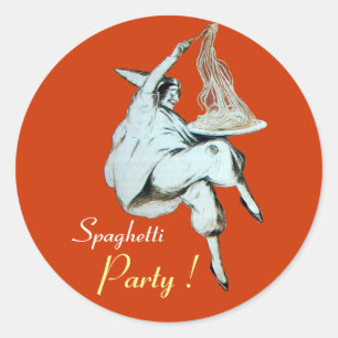 Sticker Rond SPAGHETTI PARTY ITALIAN KITCHEN, RESTAURANT orange