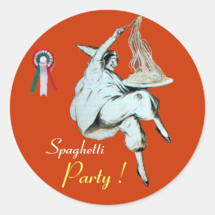 Sticker Rond SPAGHETTI PARTY ITALIAN KITCHEN, RESTAURANT orange