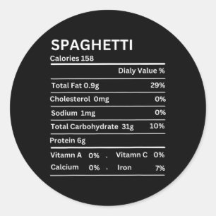 Sticker Rond Spaghetti valeur nutritive drôle Thanksgiving Nutr