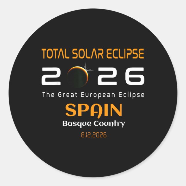 Sticker Rond Spain Basque Country Total Solar Eclipse August (Devant)