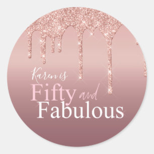 Sticker Rond Sparkle Cinquante et Fabulous Parties scintillant 