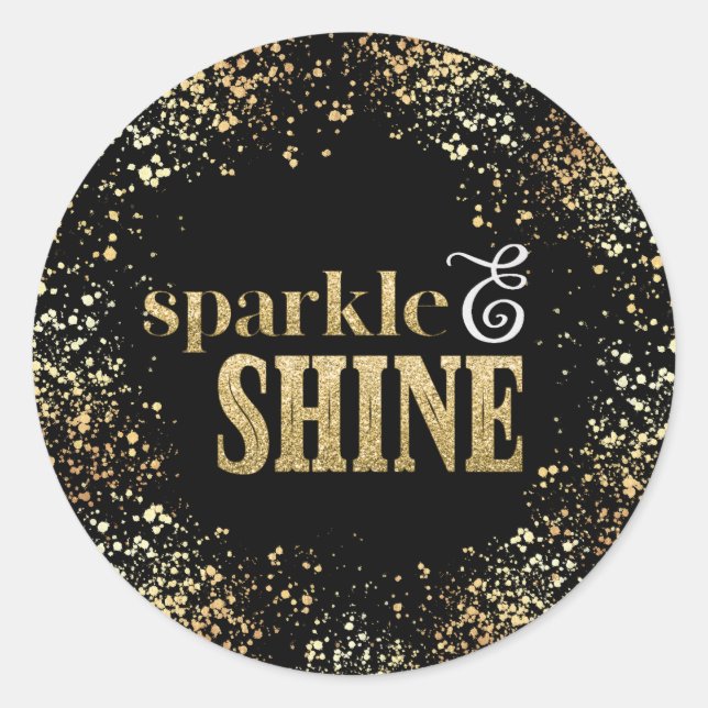 Sticker Rond Sparkle Shine Gold typographie Confetti Holiday (Devant)