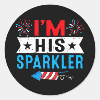 Sticker Rond Sparkler and 4th of july matching couplesSparkler 