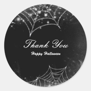Sticker Rond Sparkling Spiderwebs Fête d'Halloween Favoriser