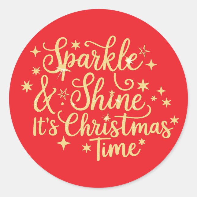 Sticker Rond Sparkly And Shine C'est Noël Parties scintillant N (Devant)